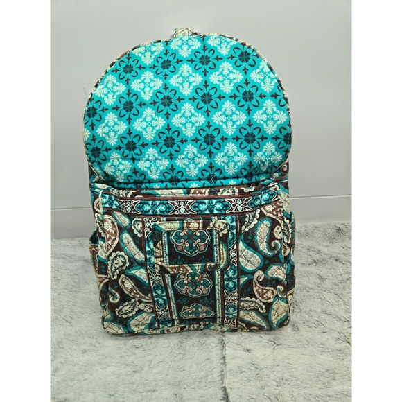 Marie by Giftcraft‎ Quilted Paisley Backpack Teal Brown